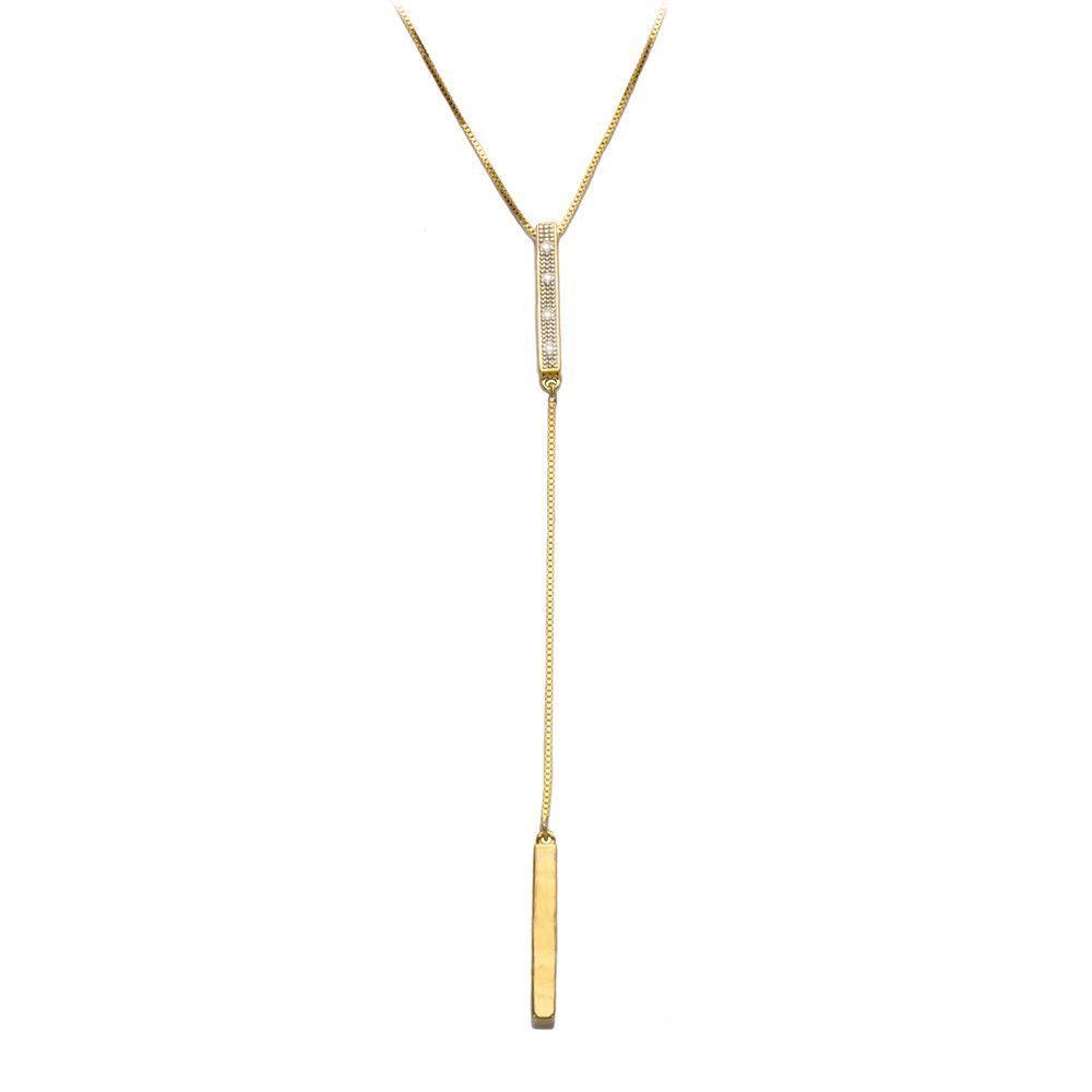 Colar Gravata P�nduto com Brilhantes em Ouro 18 Kilates - 25023